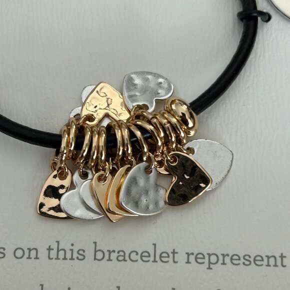 DEMDACO Gold & Silver Tones OS Fits Most Leather and Metal Charm Bracelet Hearts - Picture 4 of 6